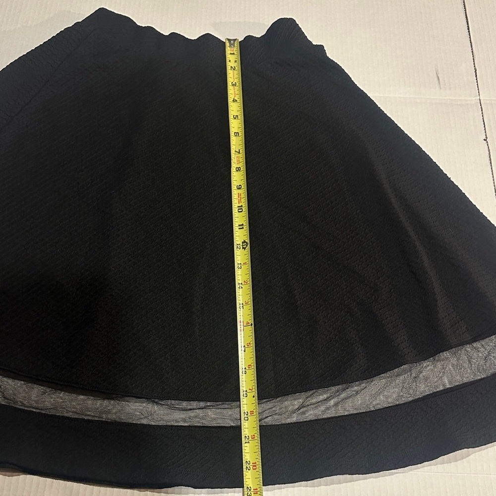 Faith and joy Elegant Black Skirt w mesh stripe bottom stretchy waist material - Picture 3 of 7